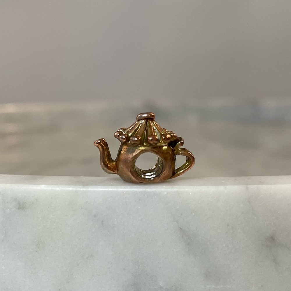 Pandora rare limited-edition retired rose-gold teapot charm